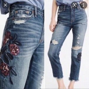 Abercrombie Embroidered Annie Girlfriend Jeans
